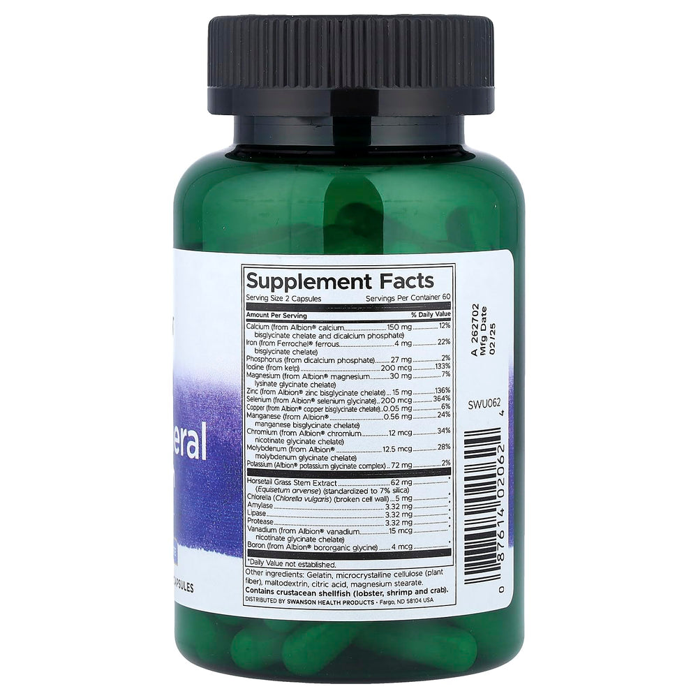 Close-up of Swanson ULT Albion Multi-MIN with Iron capsules highlighting balanced mineral intake.