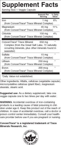 Swanson ULT CONCENTRACE label emphasizes vegan, non-GMO trace mineral formula.