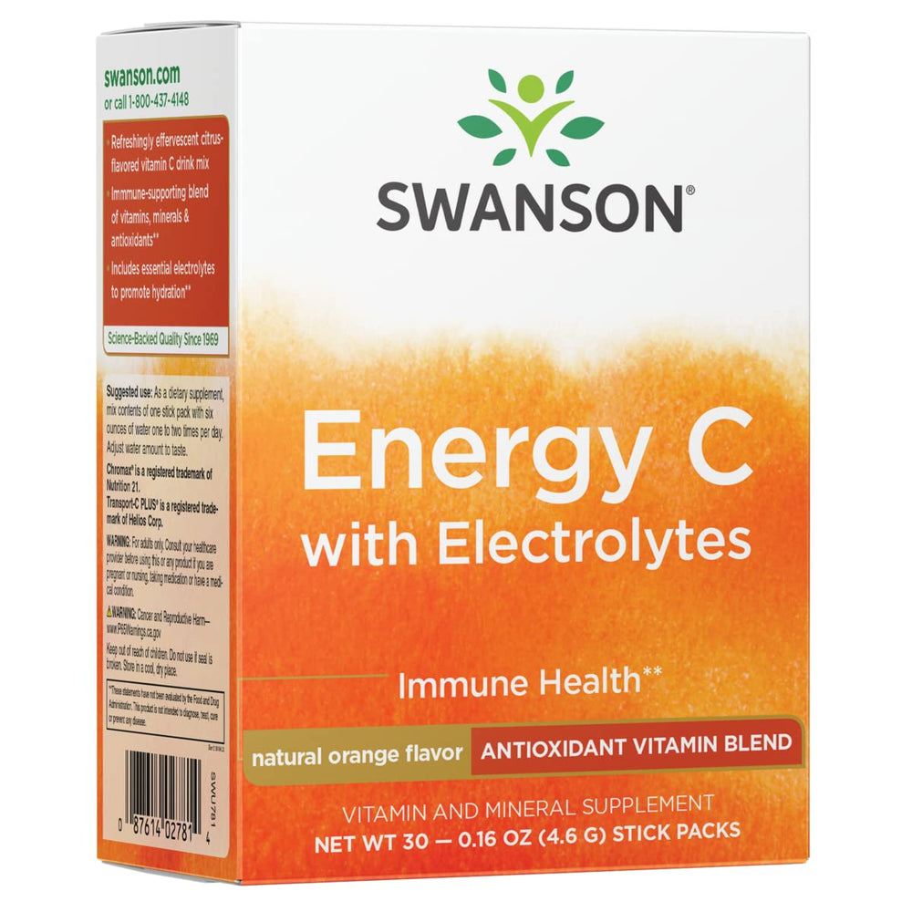 Swanson ULT Energy C with Electrolytes packets for a refreshing citrus boost