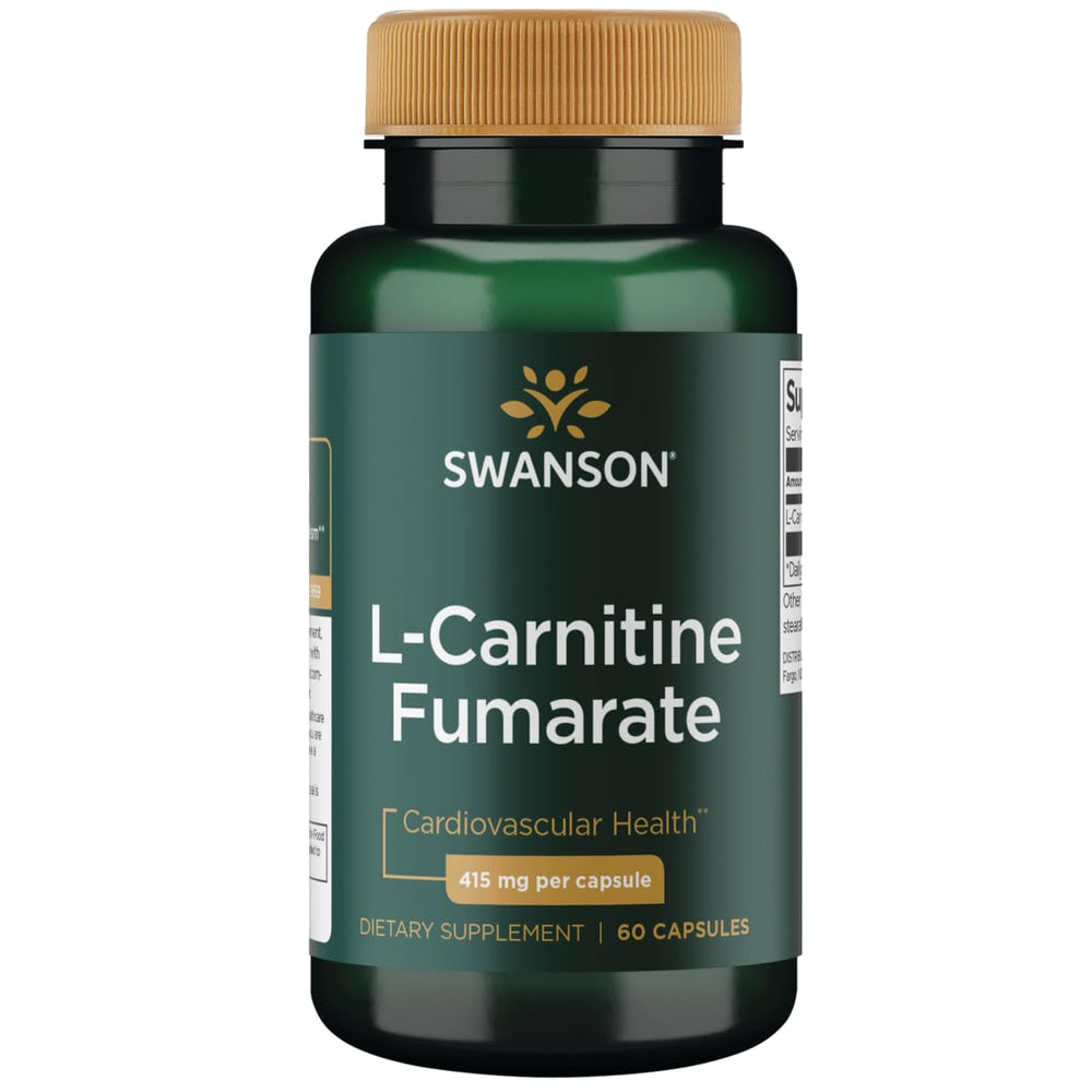 Swanson ULT L-Carnitine Fumarate bottle with 60 capsules, supporting metabolism.