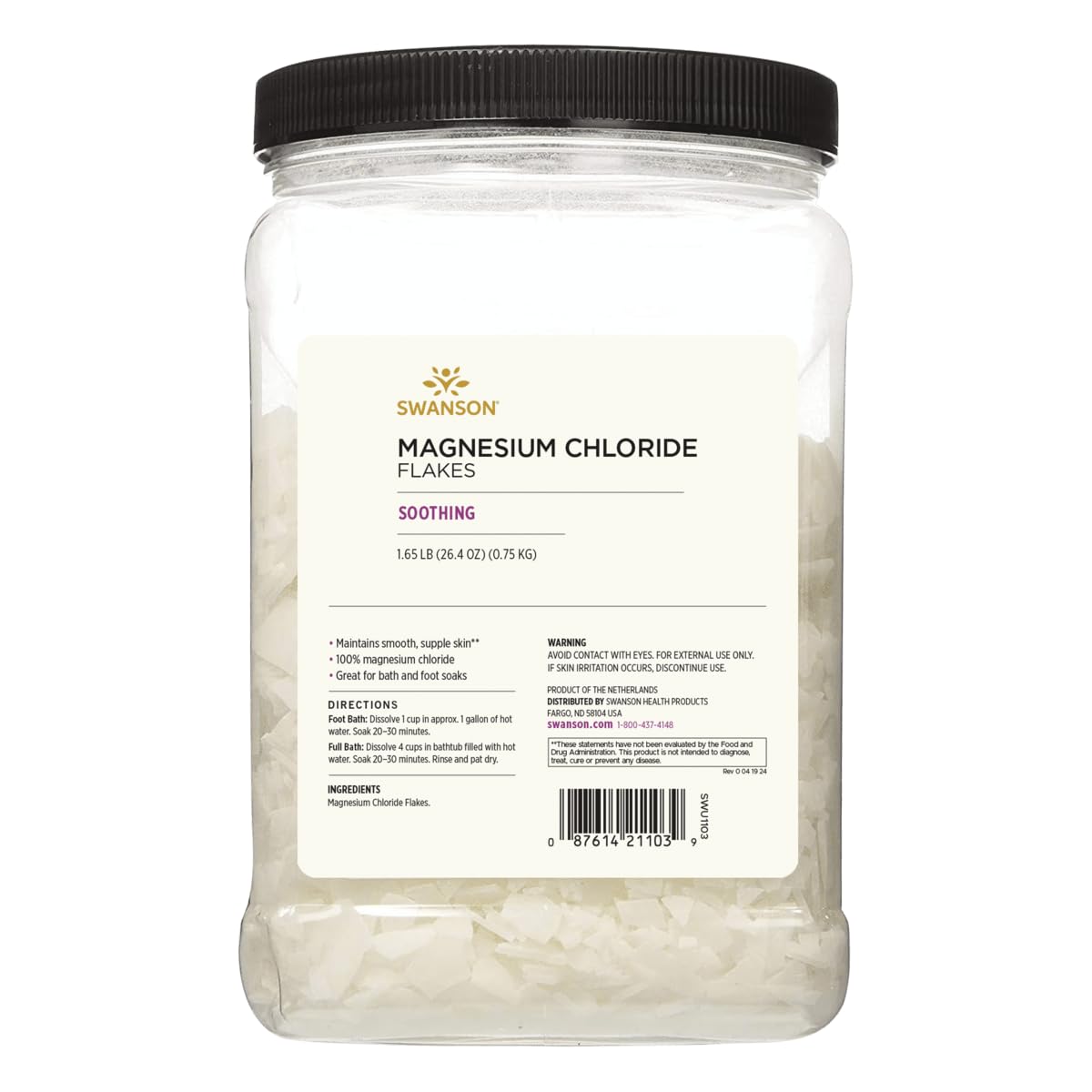 Swanson ULT Magnesium Chloride Flakes bag front for smooth skin care.
