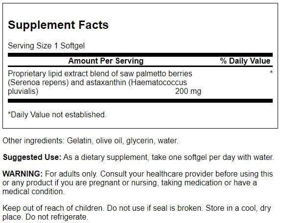 Swanson ULT Prostate Complex bottle back label highlighting ingredients for support