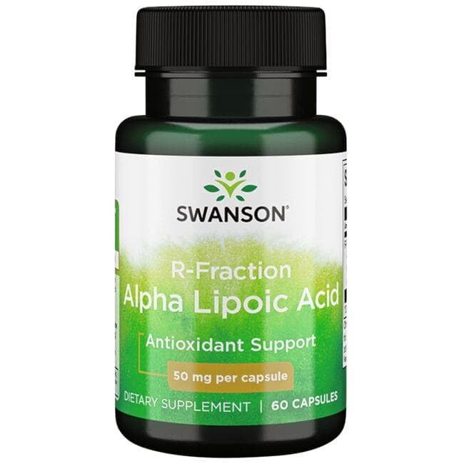 Swanson ULT R-Fraction Alpha Lipoic 50 mg bottle with GMP-certified facilities seal