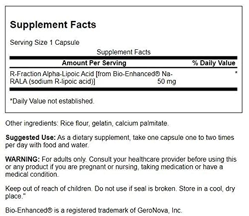 Swanson ULT R-Fraction Alpha Lipoic 50 mg label close-up for clear daily dosing
