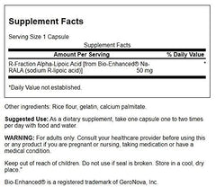 Swanson ULT R-Fraction Alpha Lipoic 50 mg label close-up for clear daily dosing