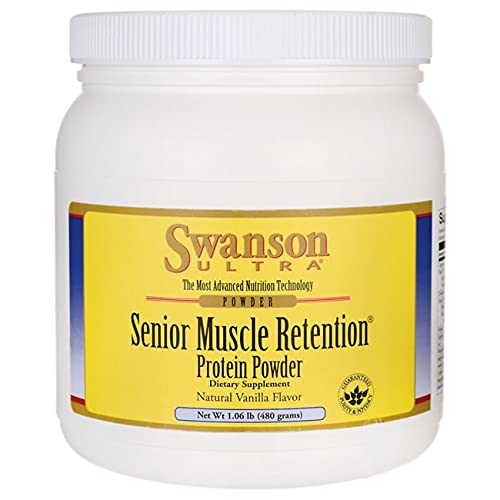 Swanson ULT Senior Muscle Vanilla scoop demonstrates easy mixing for a protein boost.