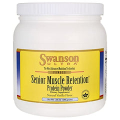 Swanson ULT Senior Muscle Vanilla scoop demonstrates easy mixing for a protein boost.
