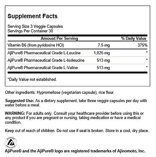 Swanson ULT Veg BCAA Ajipure label highlights 2:1:1 ratio for athletic support.