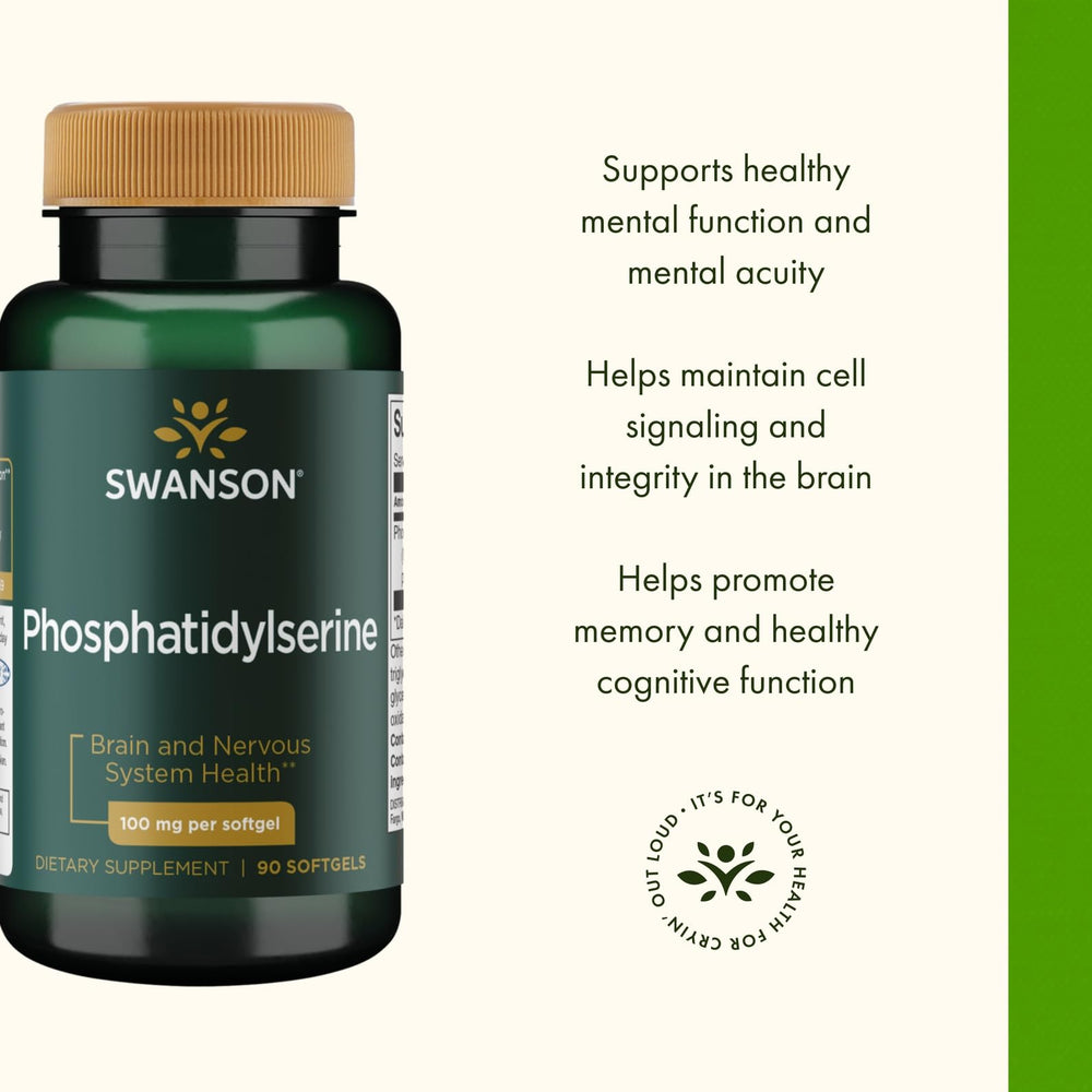 Two-pack Swanson Ultra phosphatidylserine 100 mg packaging for convenient use