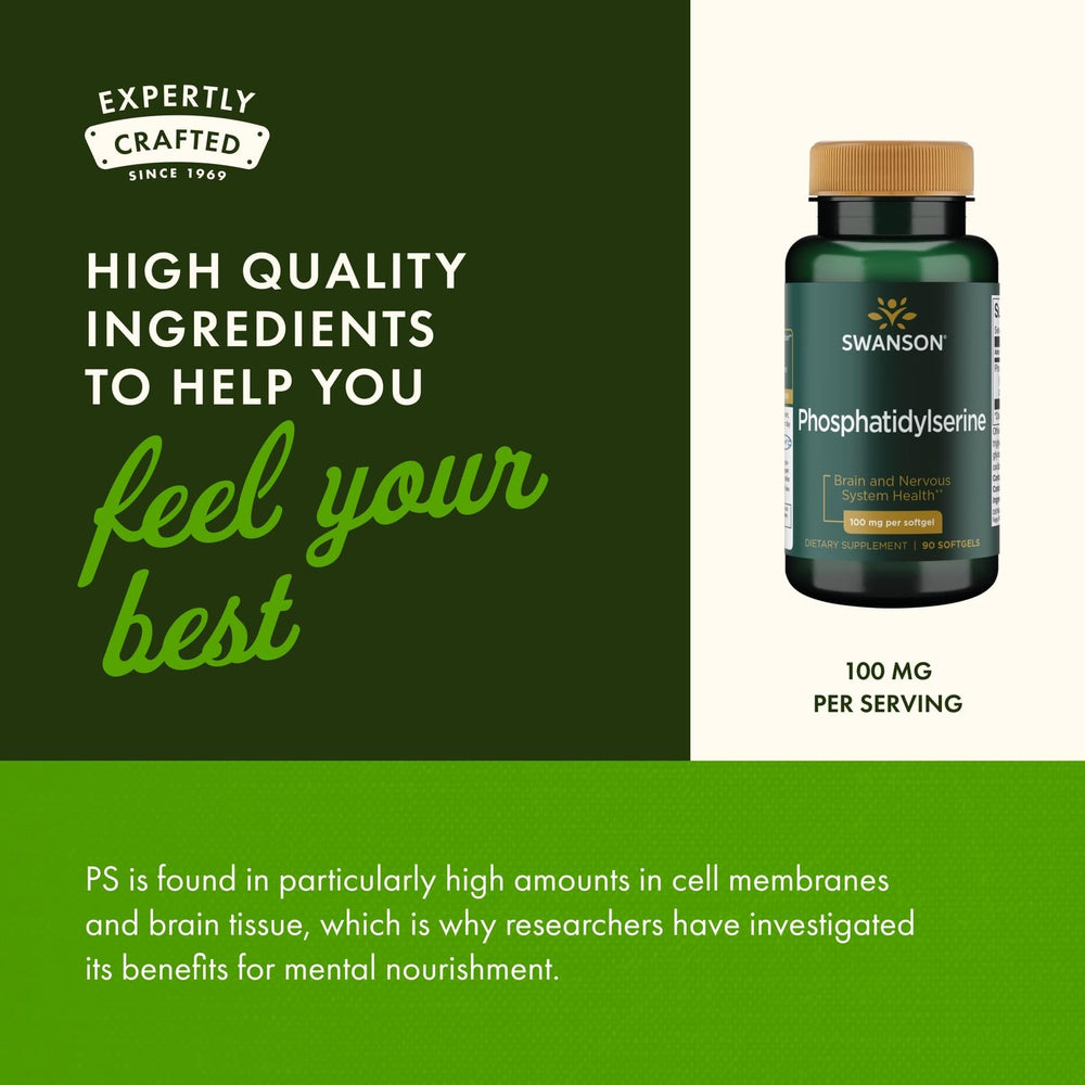 Front packaging view of Swanson Ultra phosphatidylserine 100 mg with trusted branding