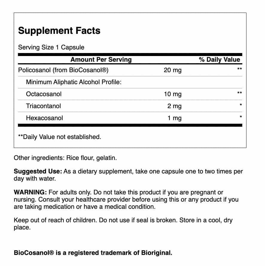 Swanson Ultra Policosanol capsules close-up suggesting daily heart health use