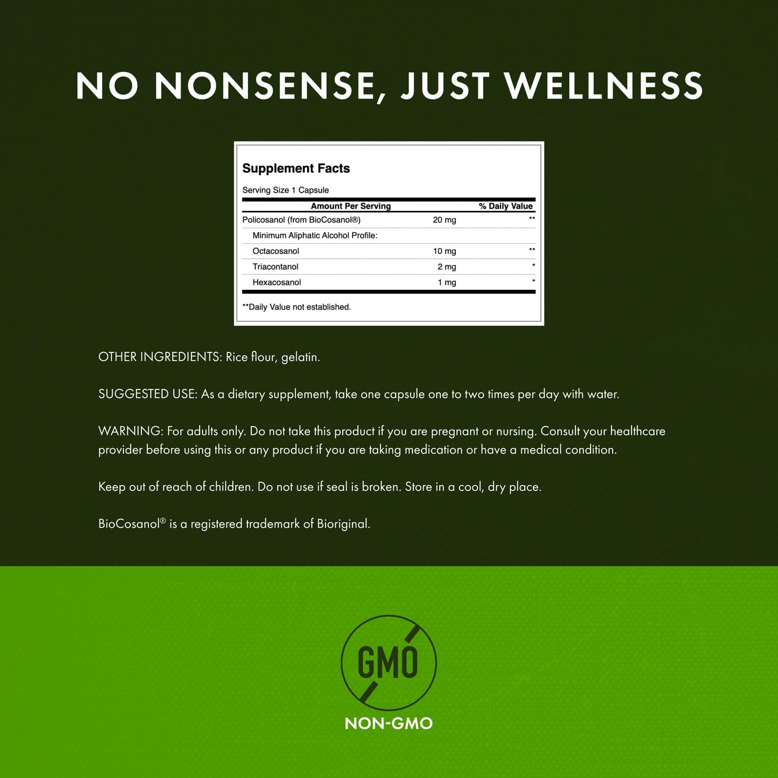 Swanson Ultra Policosanol grape seed blend label indicating artery health support