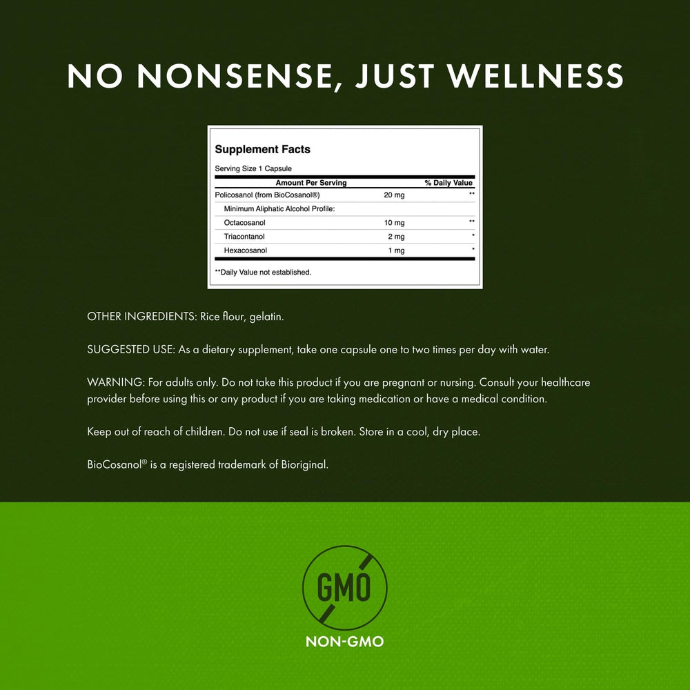 Swanson Ultra Policosanol grape seed blend label indicating artery health support