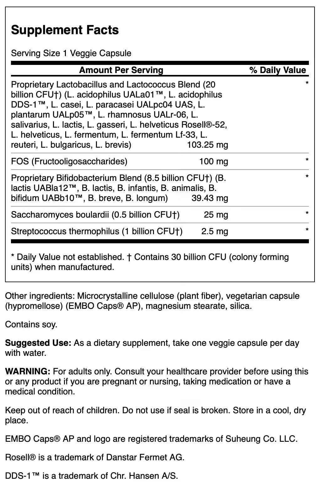 Swanson Ultra Probiotic Complex 60 veggie capsules pack visible.