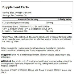 Swanson Ultra Probiotic for Seniors bottle back lists 30B CFU and 60 vegetarian capsules.