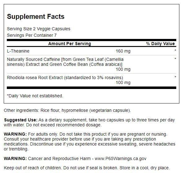 Swanson Ultra Pure Energy capsules close-up vegan gluten-free daily vitality.