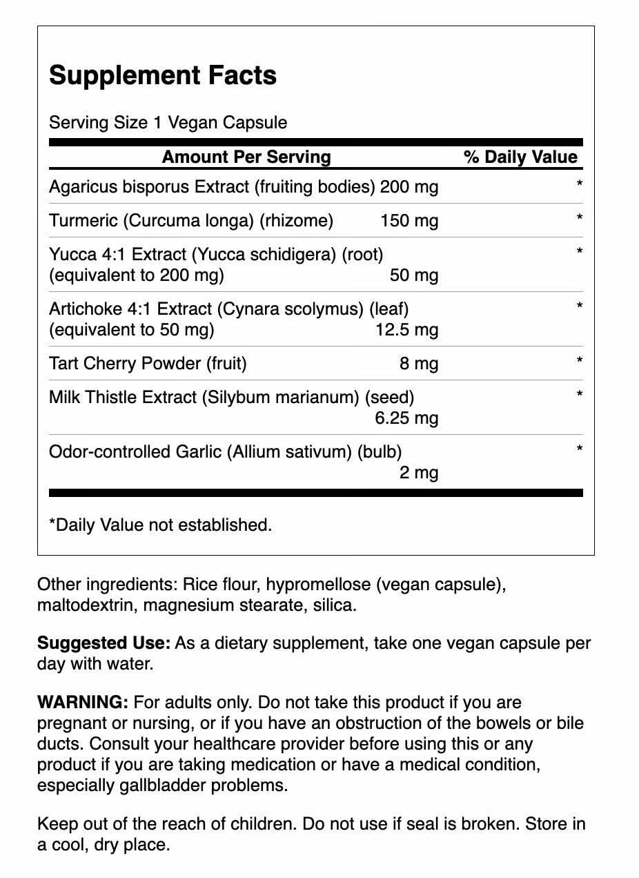 Swanson Uric Acid Cleanse bottle side label listing ingredients for liver support