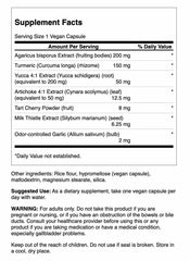 Swanson Uric Acid Cleanse bottle side label listing ingredients for liver support