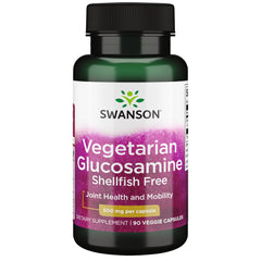 Swanson Vegetarian Glucosamine bottle showing shellfish-free formula for vegetarians