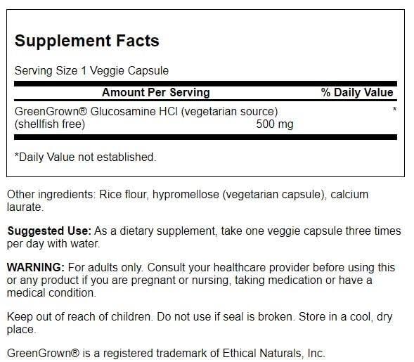 Close-up of Swanson Vegetarian Glucosamine capsules for joint support