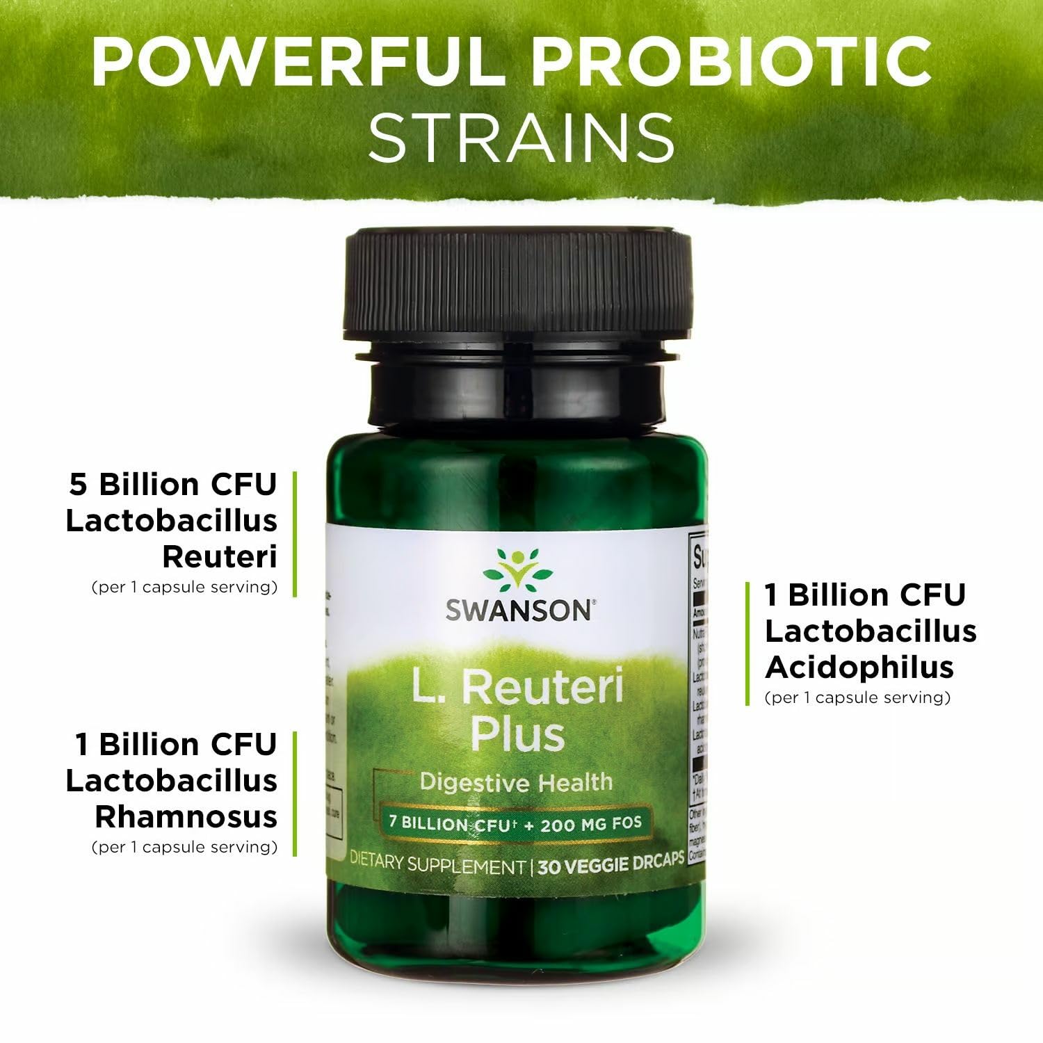 Swanson veggie capsules indicate plant-based daily probiotic support