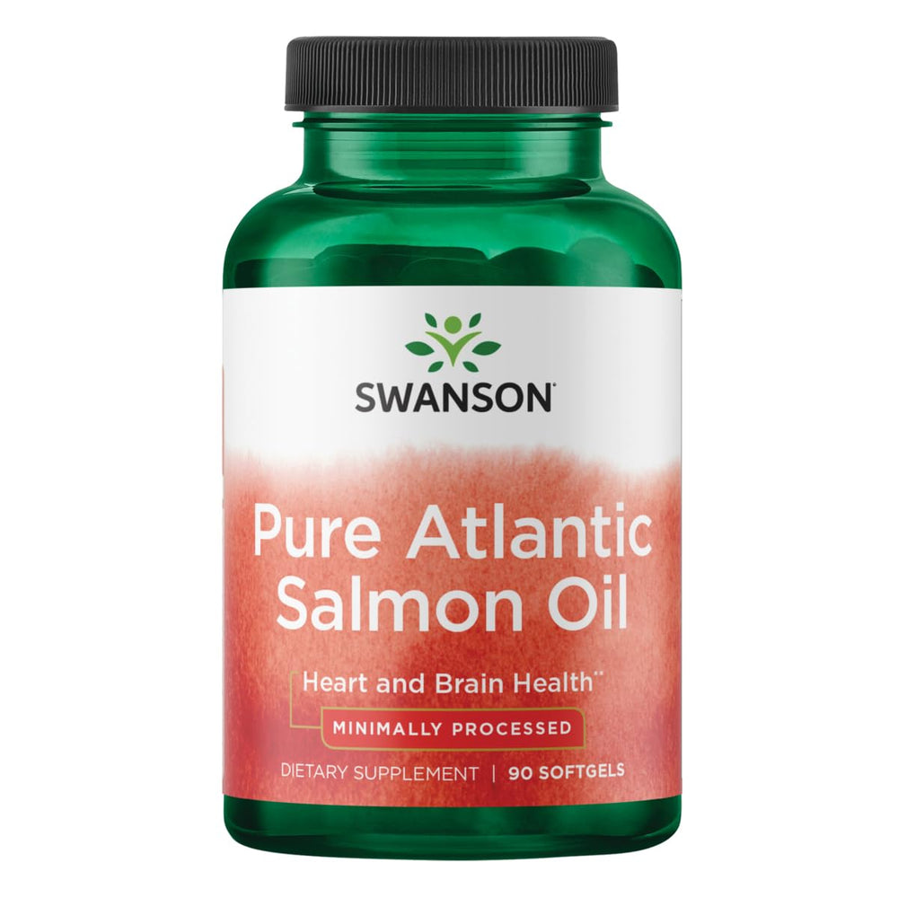 Swanson Virgin Salmon Oil bottle showing omega-3 supplement for heart and brain support