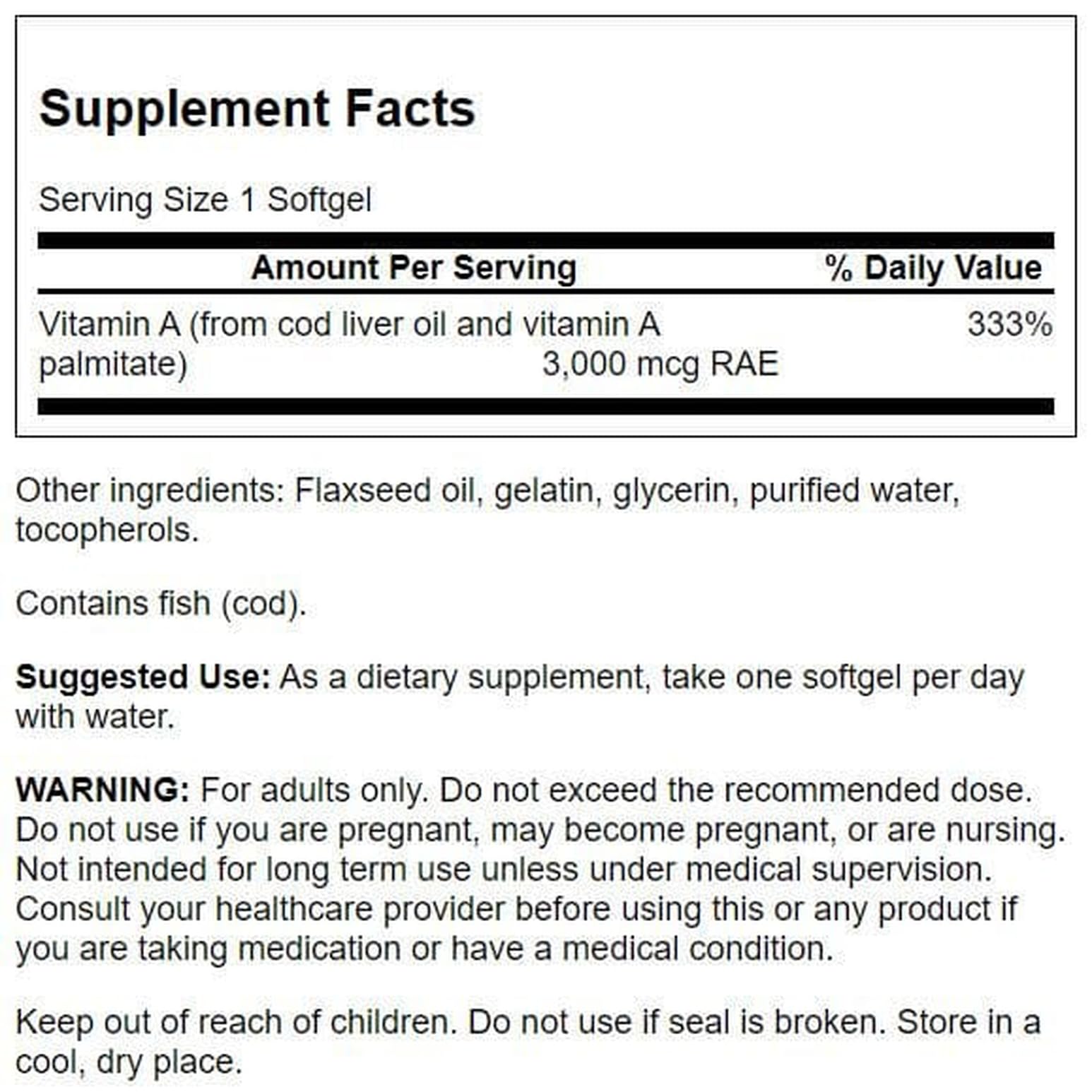 Closeup of Swanson Vitamin A softgels for daily intake.