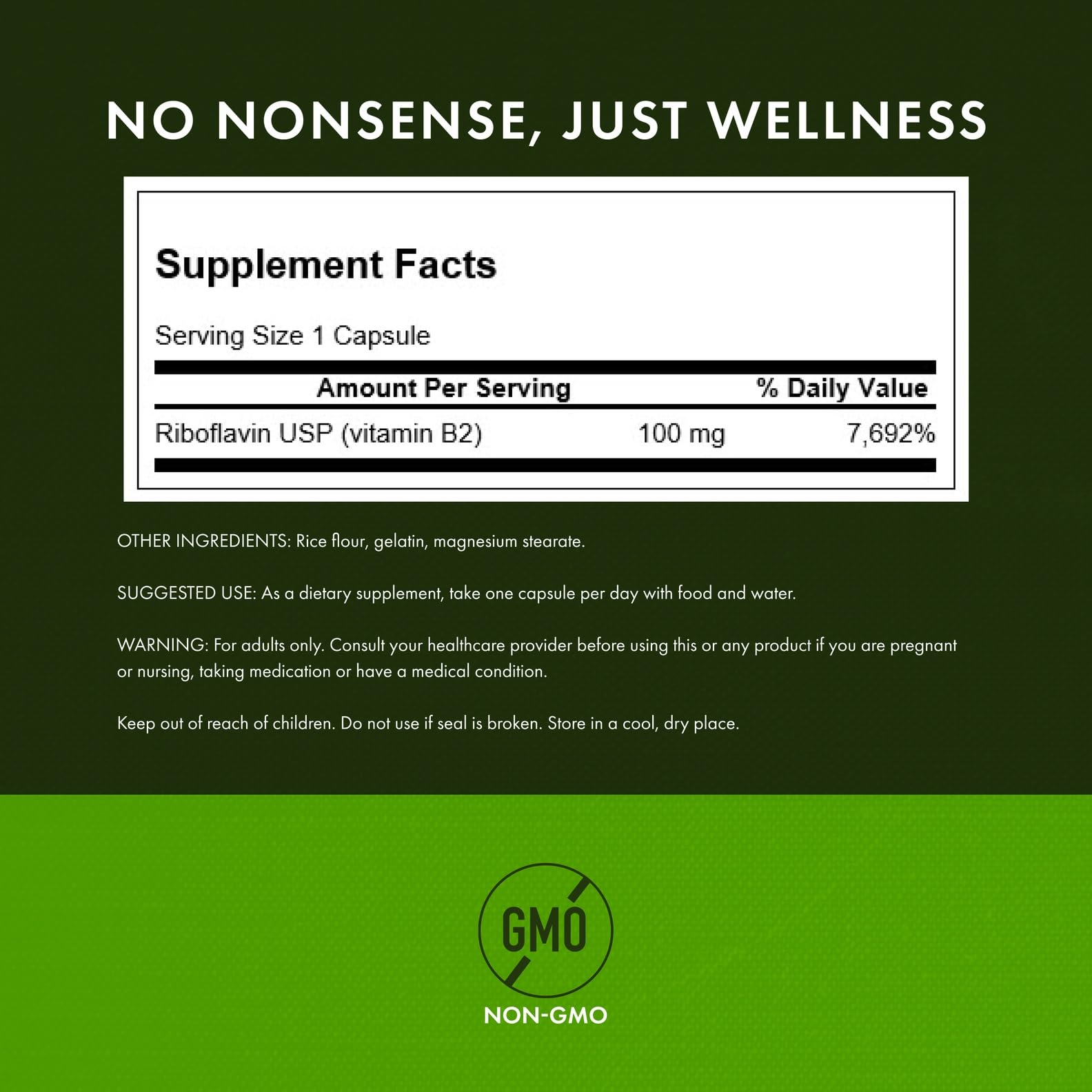 Swanson Vitamin B2 label close-up emphasizing purity and packaging.