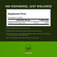 Swanson Vitamin B2 label close-up emphasizing purity and packaging.