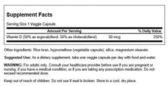 Swanson Vitamin D Complex bottle label back detailing ingredients and quality