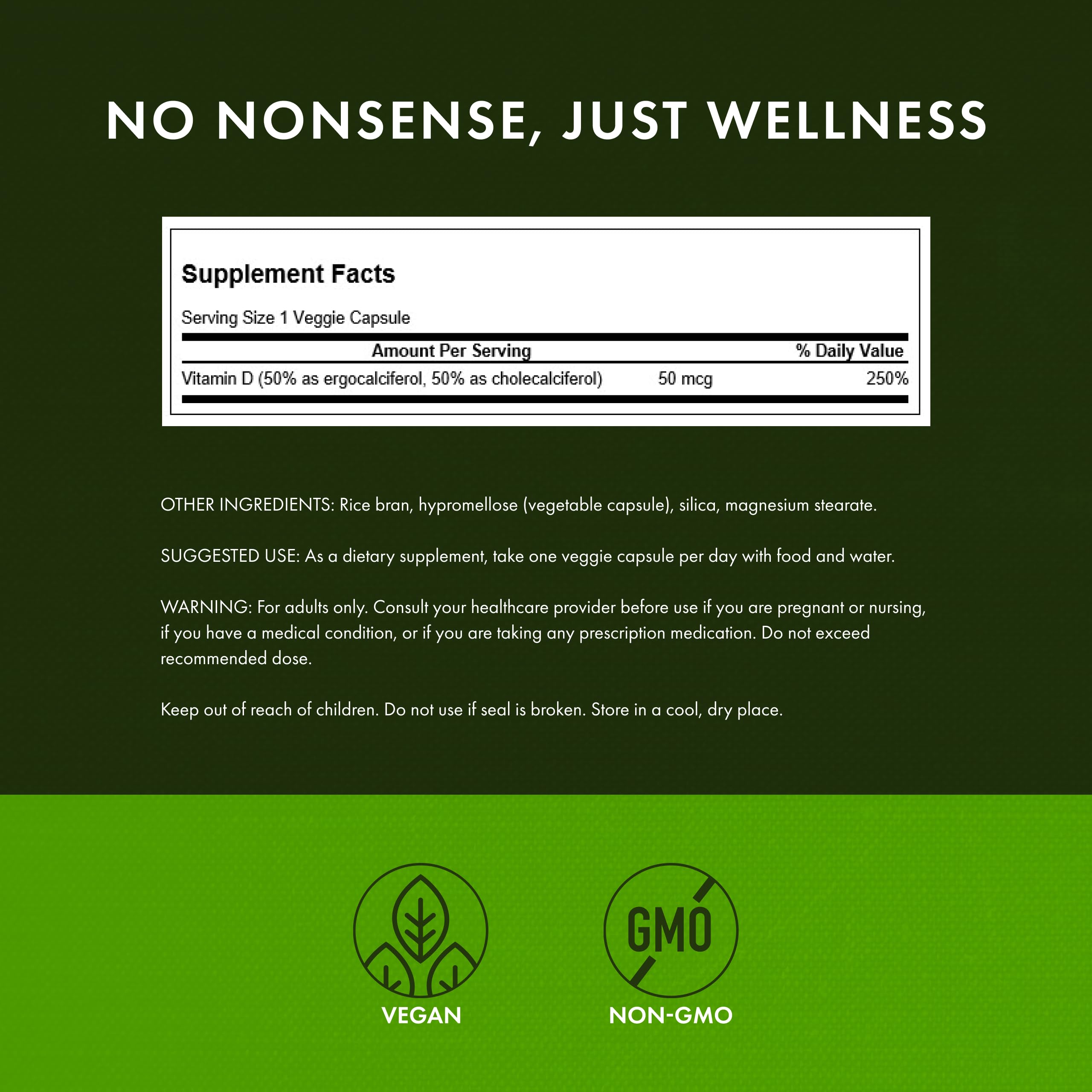 Swanson Vitamin D3/D2 label closeup showing potency and freshness