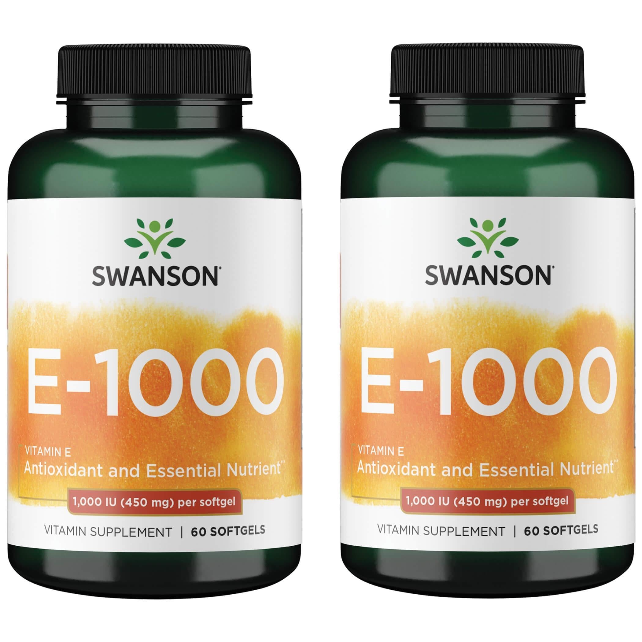 Swanson Vitamin E 1000 IU softgels bottle 2-pack for antioxidant support and heart health