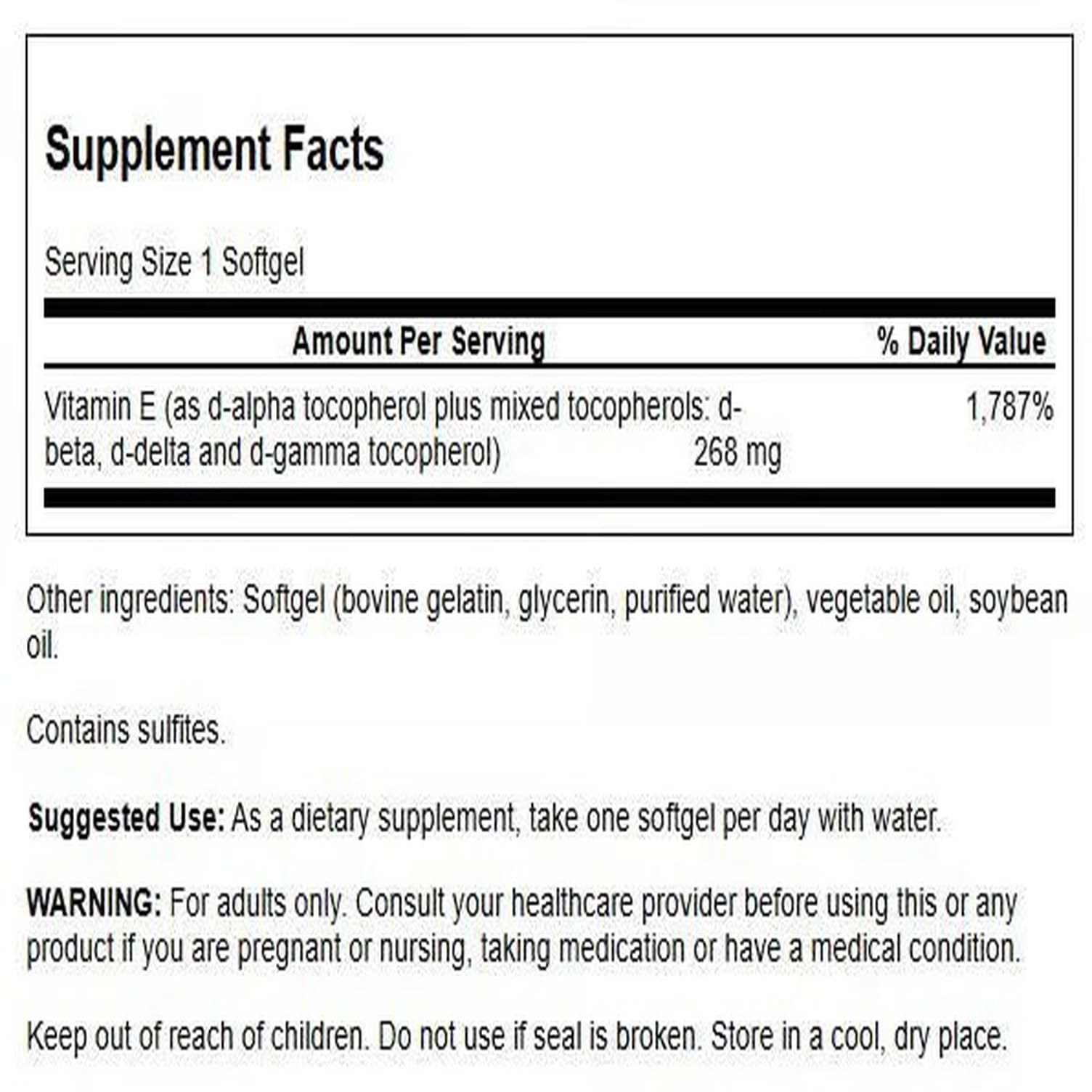 Close-up of Swanson Vitamin E capsules highlighting easy daily use