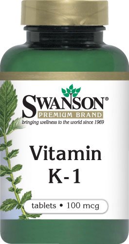 Swanson Vitamin K-1 100 mcg label close-up showing ingredients for daily wellness