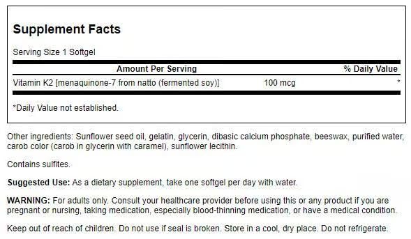 Swanson K2 softgels pack for easy daily use.