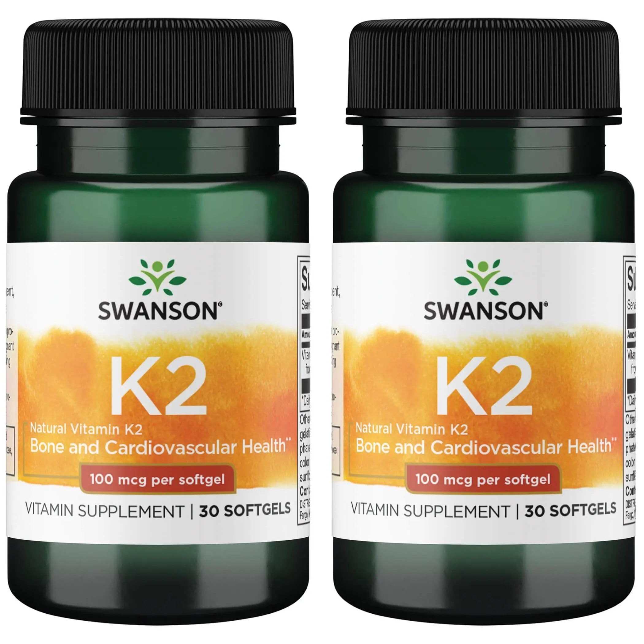 Swanson Vitamin K2 Menaquinone-7 bottle front supports calcium regulation in daily wellness