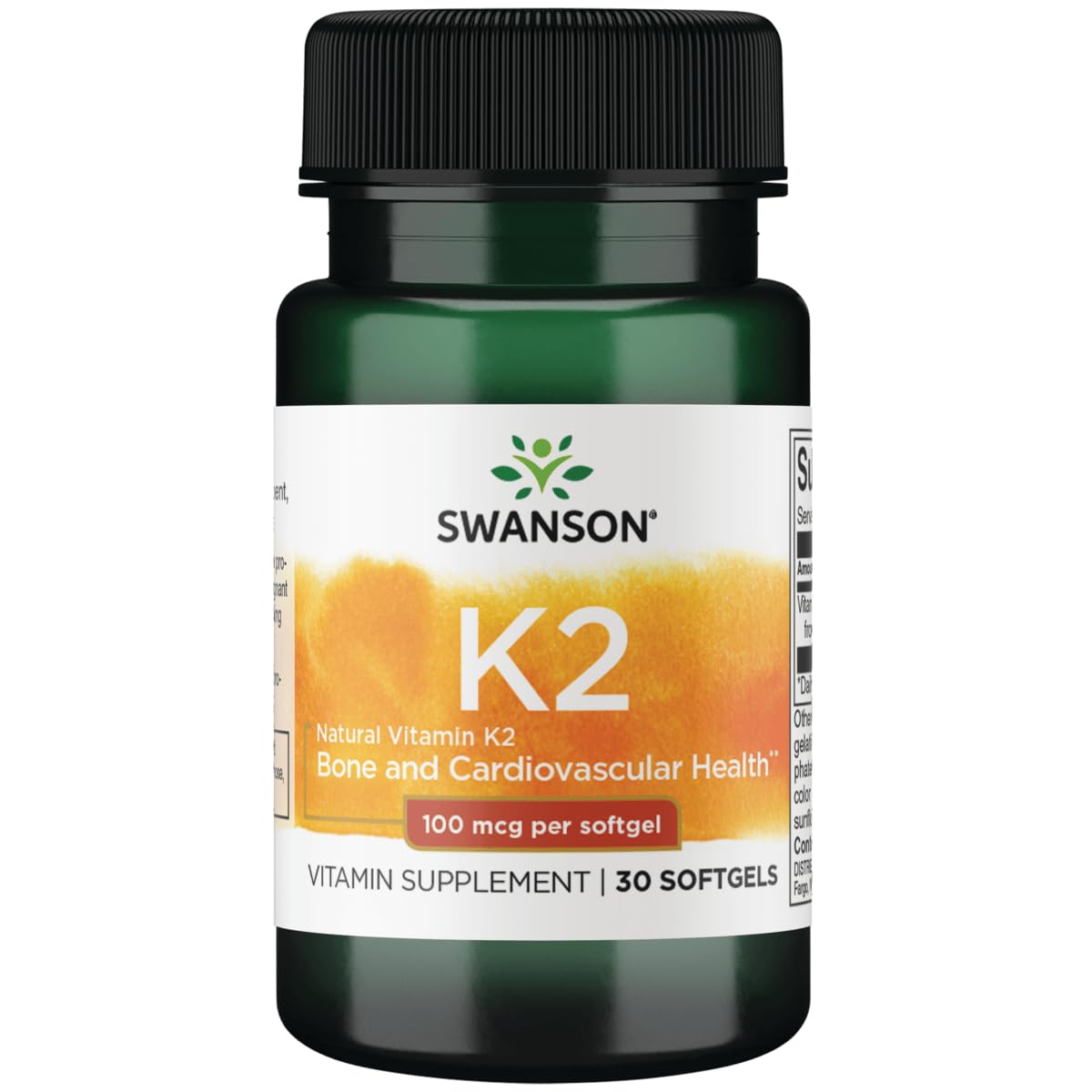 Swanson Vitamin K2 MK-7 bottle highlighting a reliable heart and bone support supplement