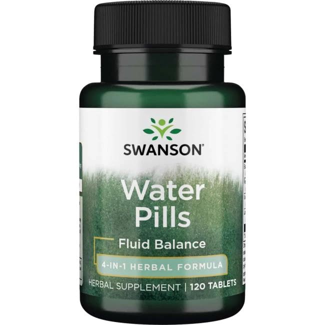Swanson Water Pills bottle with 120 tablets for hydration support.