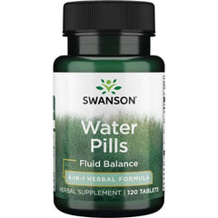 Swanson Water Pills bottle with 120 tablets for hydration support.
