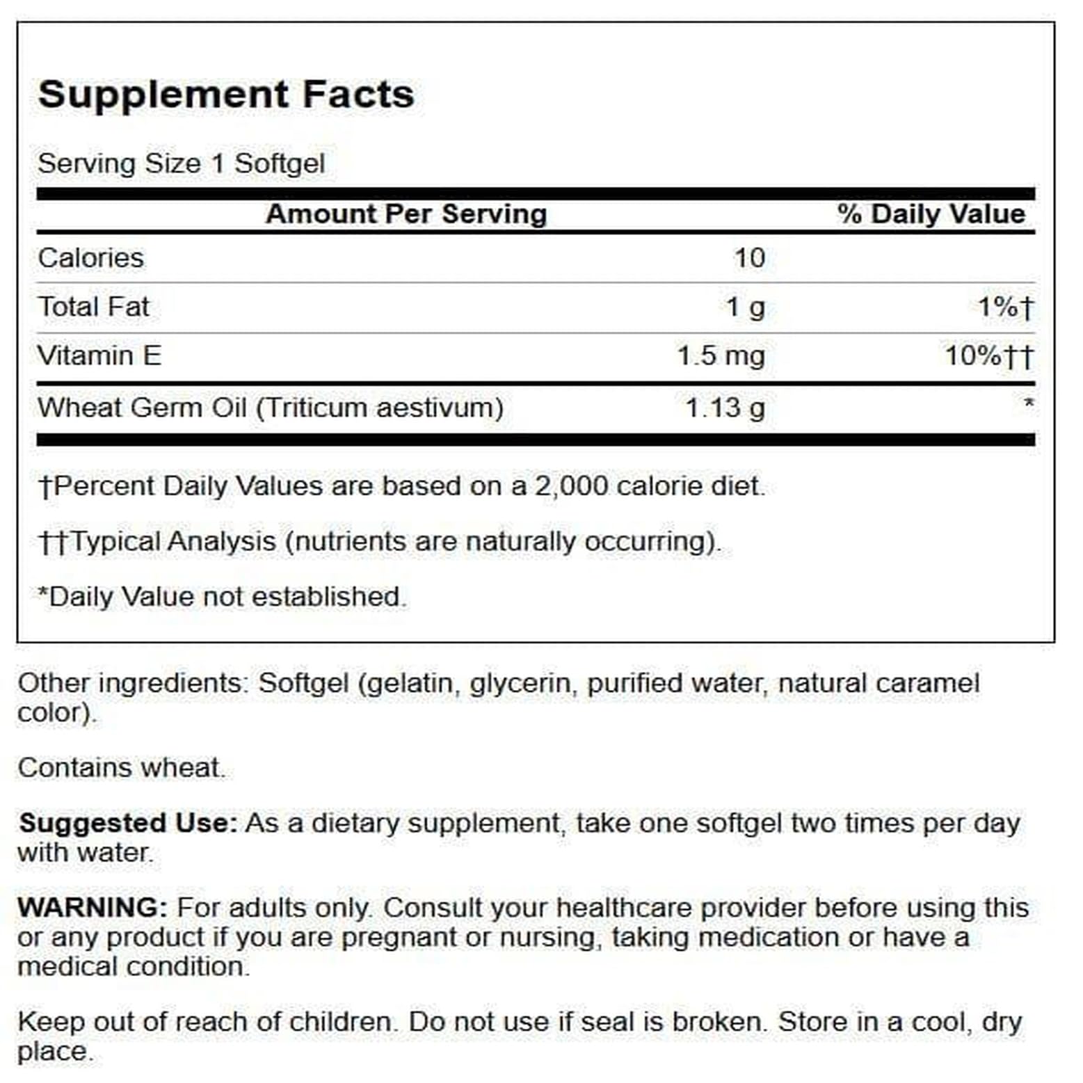 Swanson wheat germ oil softgels closeup for convenient daily supplement