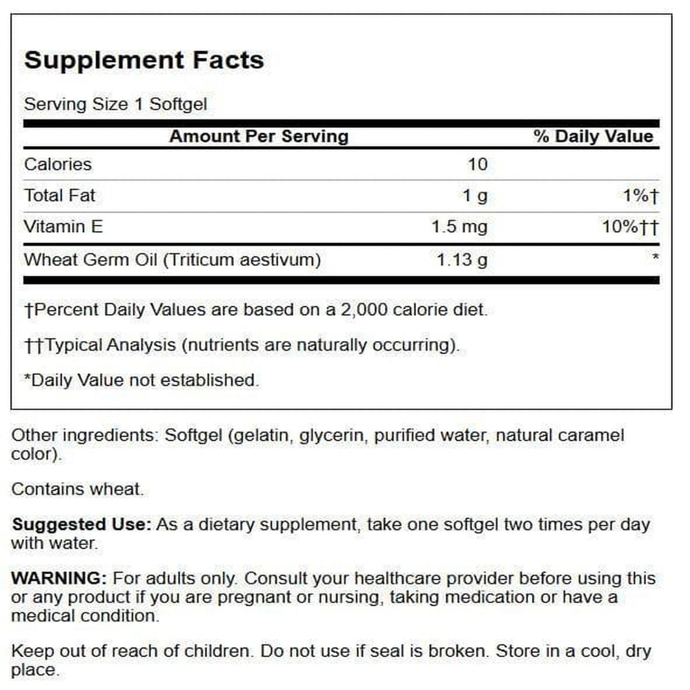 Swanson wheat germ oil softgels closeup for convenient daily supplement