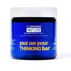 Swanson WIO brain health bottle with vegan capsules for focused thinking.