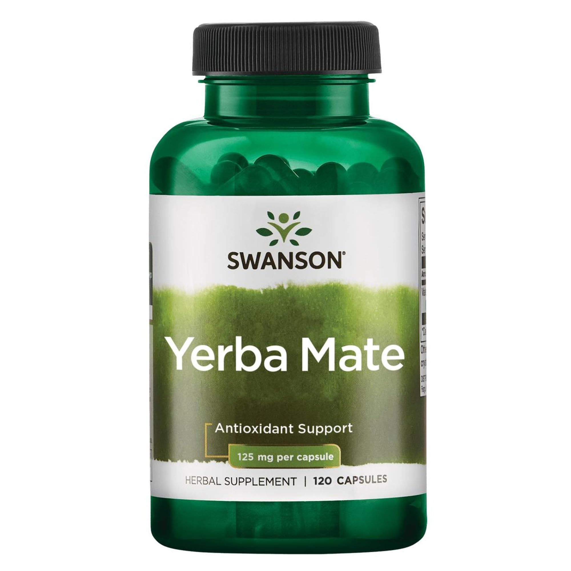 Swanson Yerba Mate 4to1 capsules bottle front offers natural energy support