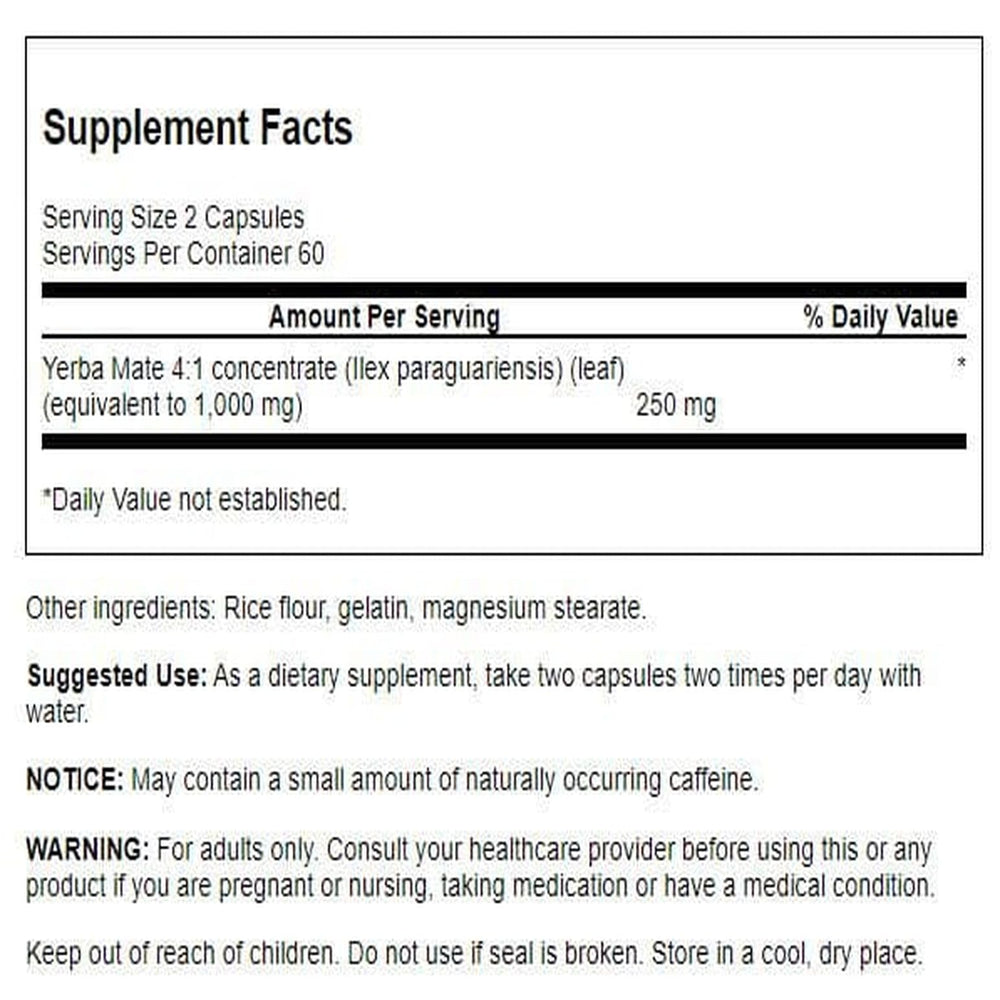 Close-up of Swanson Yerba Mate label showing 4to1 concentrate