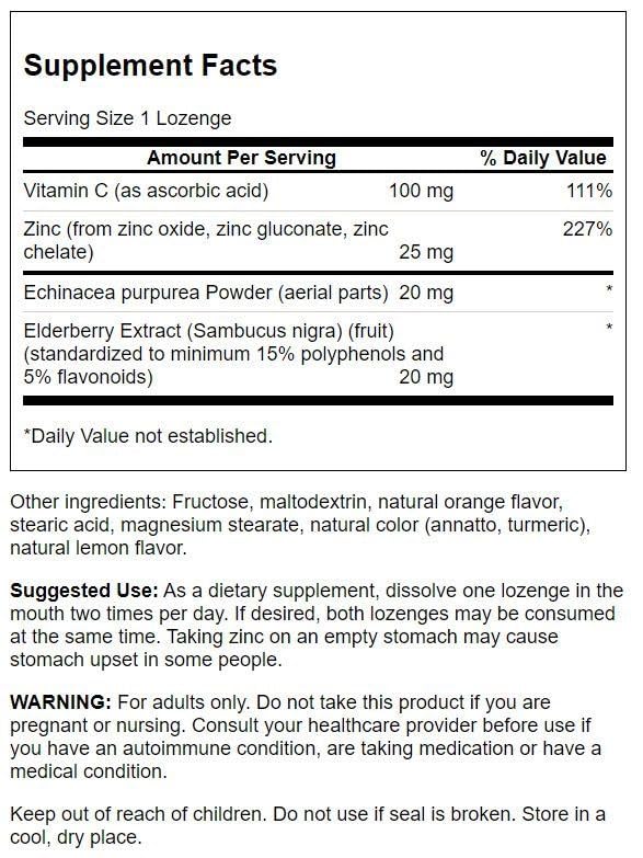 Closeup of Swanson lozenges showing orange-lemon flavor for convenient daily immune support.