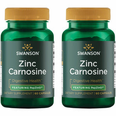 Swanson Zinc Carnosine PepZin GI bottle supports gastric health and digestion.