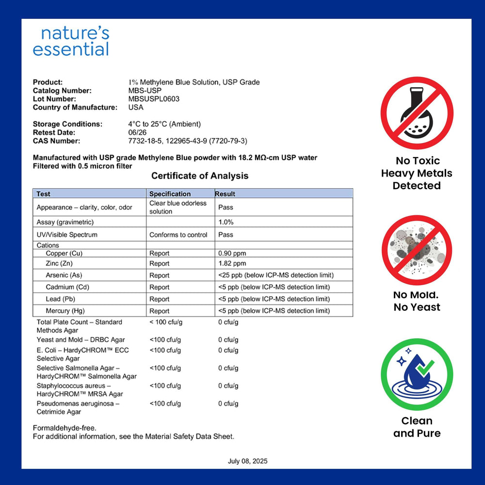 Sweat & Soul methylene blue safety packaging signals careful handling and storage.