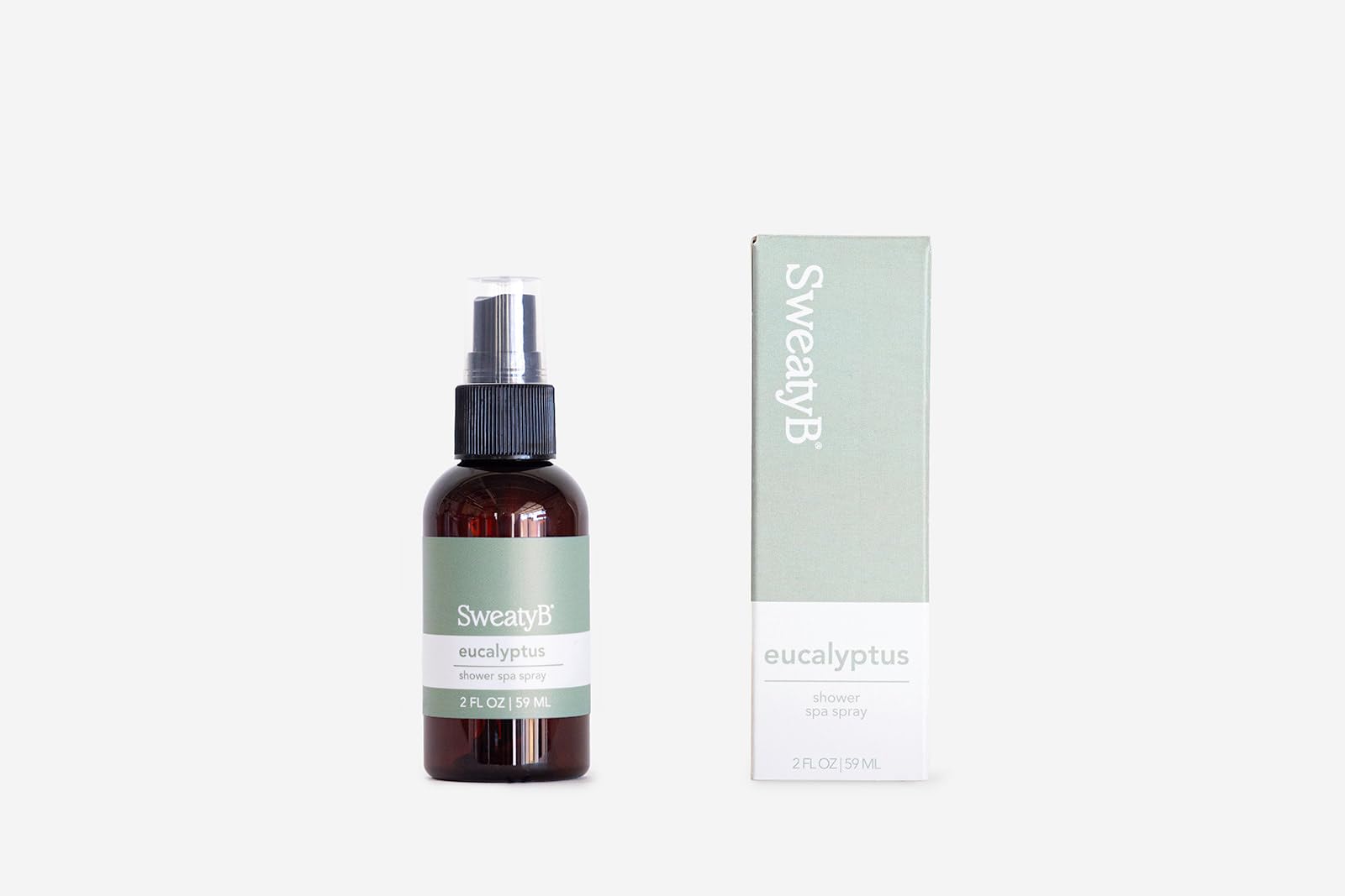 SweatyB pure eucalyptus essential oil brand label highlights natural ingredients