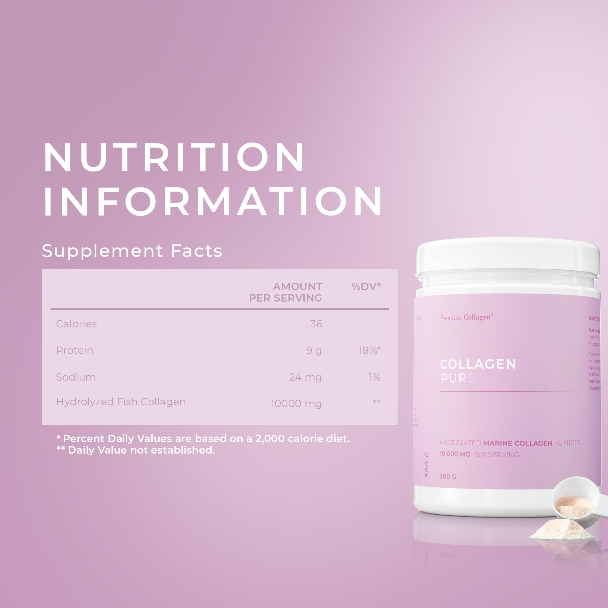 Swedish Collagen 30-day supply pack for daily use.