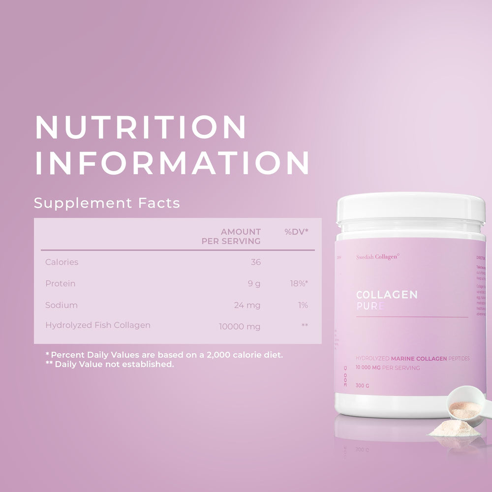 Swedish Collagen 30-day supply pack for daily use.